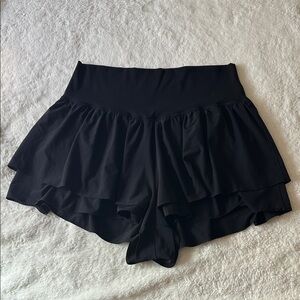 Aerie Offline Real Me Flirty Flowy Black Bike Activewear Shorts